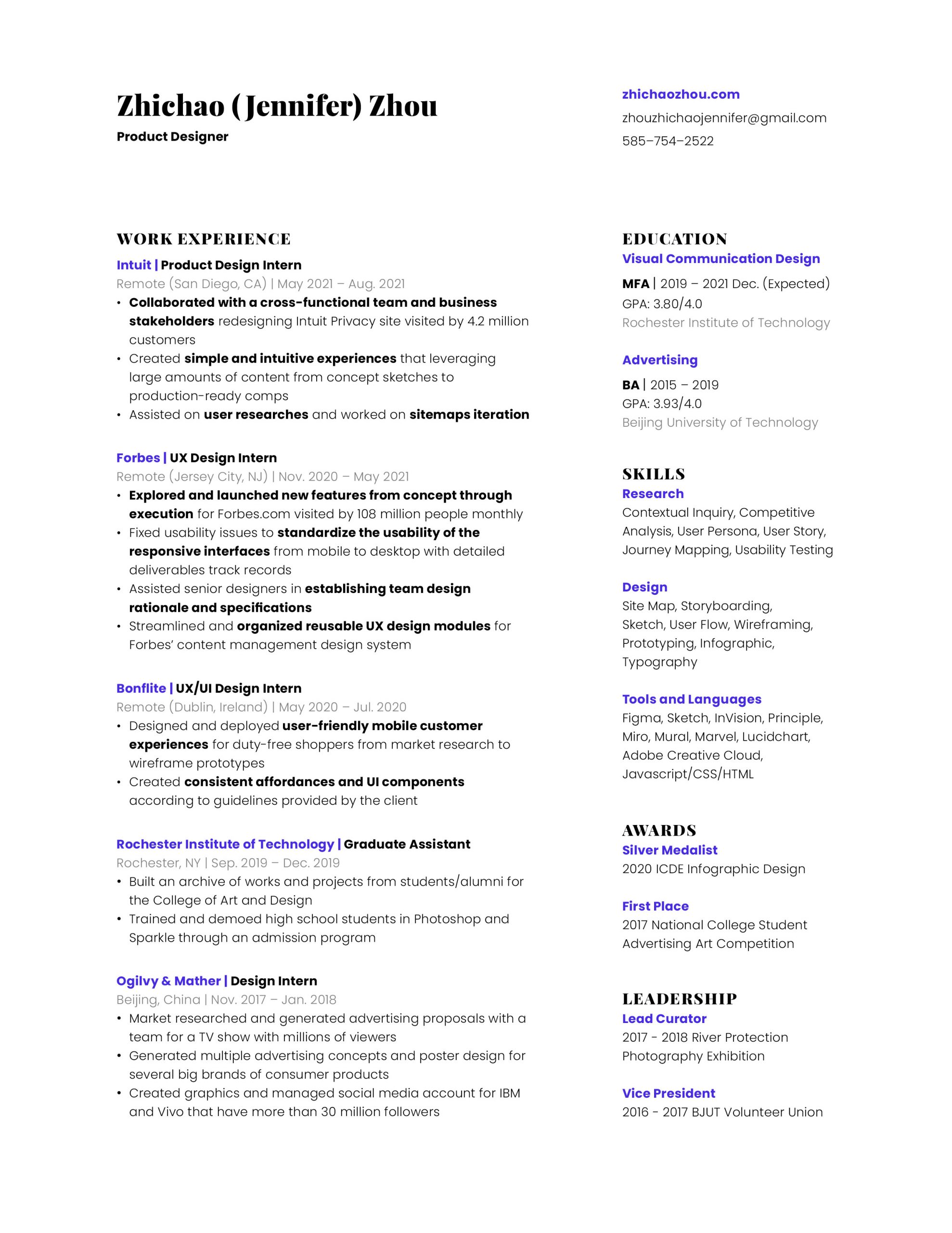 Zhichao-Zhou_Resume-0831202111